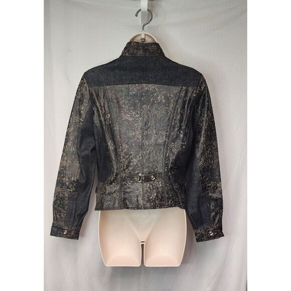 H&D Classic Leather Collection Womens Large Leather Denim Biker Style Jacket M - Picture 4 of 11